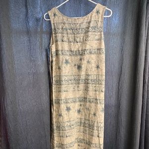 Vintage Retro Linen Midi Dress Size Small